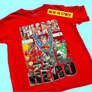 Boys Red Justice League T-shirt